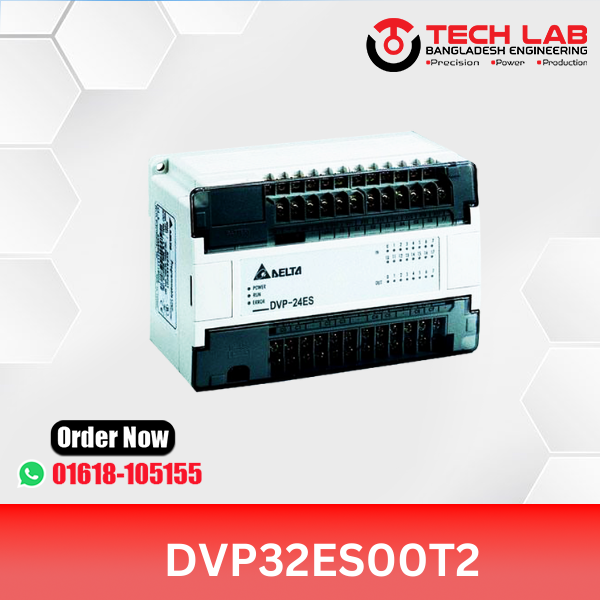 Delta DVP32ES00T2 – DVP‑ES2 PLC, 16DI/16DO Transistor, 100–240 VAC, RS‑232/RS‑485, 32 I/O, DIN‑Rail