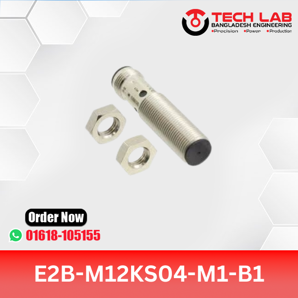 OMRON E2B-M12KS04-M1-B1 – M12 Shielded Inductive Sensor, NPN NO Output, 4mm Sensing Distance, IP67, Pre-wired Cable