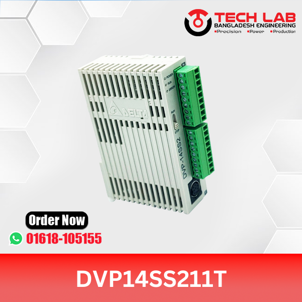 Delta DVP14SS211T – 14‑Point Slim PLC (8DI/6DO), Transistor Output, 24 VDC, RS‑232/485, 8 k Steps Program Capacity