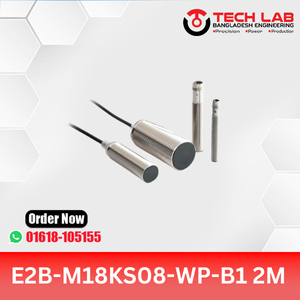 OMRON E2B-M18KS08-WP-B1 – M18 Shielded Inductive Sensor, NPN NO Output, 8mm Sensing Distance, IP67, 2M Cable