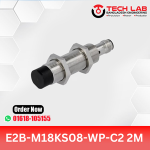 OMRON E2B-M18KS08-WP-C2 – M18 Shielded Inductive Sensor, PNP NC Output, 8mm Sensing Distance, IP67, 2M Cable
