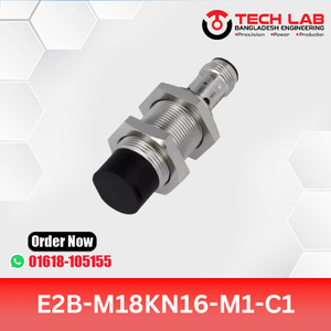 OMRON E2B-M18KN16-M1-C1 – M18 Unshielded Inductive Sensor, NPN NO Output, 16mm Sensing Distance, IP67, M12 Connector