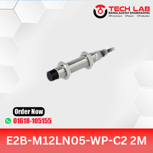 OMRON E2B-M12LN05-WP-C2 2M Unshielded Inductive Sensor, PNP NC Output, 8mm Sensing Distance, IP67, Pre-wired Cable