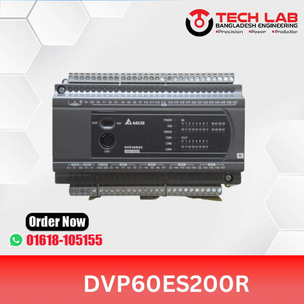 Delta DVP60ES200R – DVP‑ES2 PLC, 36DI/24DO Relay, 100–240 VAC, RS‑232/2×RS‑485, 16 k Steps, DIN‑Rail