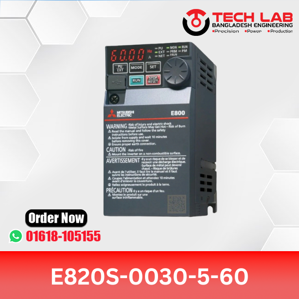 Mitsubishi VFD E820S-0030-5-60 (0.4 kW / ~0.5 HP) – FR-E800 / E820S Series