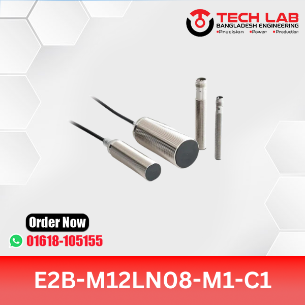 OMRON E2B-M12LN08-M1-C1 – M12 Unshielded Inductive Sensor, PNP NO Output, 8mm Sensing Distance, IP67, Pre-wired Cable