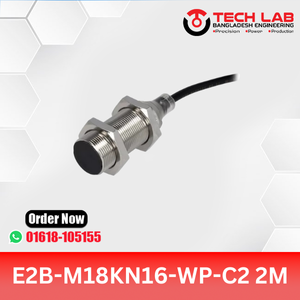 OMRON E2B-M18KN16-WP-C2 – M18 Unshielded Inductive Sensor, PNP NC Output, 16mm Sensing Distance, IP67, 2M Cable
